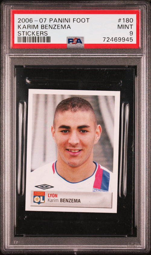 Karim Benzema 2006 07 Panini Stickers RC 180 PSA 9 Real Madrid Star
