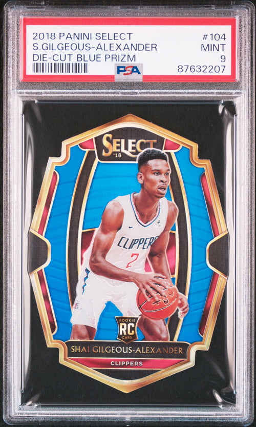 2018-19 Panini Select Shai Gilgeous-Alexander Blue Prizm Die-Cut #104 PSA 9