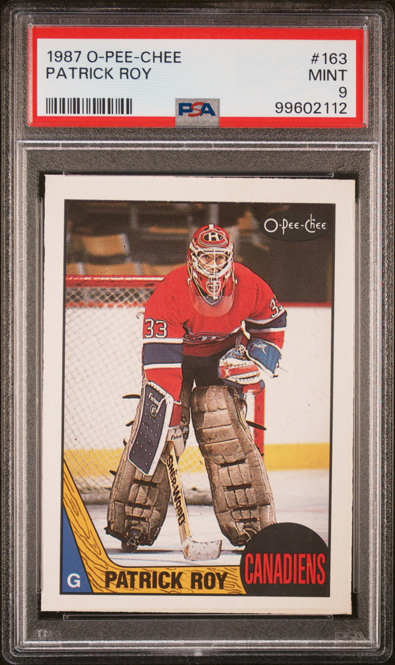 1987-88 O-Pee-Chee Patrick Roy 2nd Year PSA 9 Mint #163 HOF Canadiens OPC