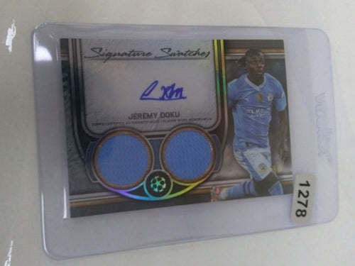 Jeremy Doku 2024  Topps Museum Collection Auto Patch /99 SSDR-JD  Soccer Rising